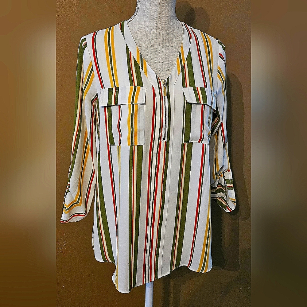 Cato Colorful Striped V-Neck Blouse